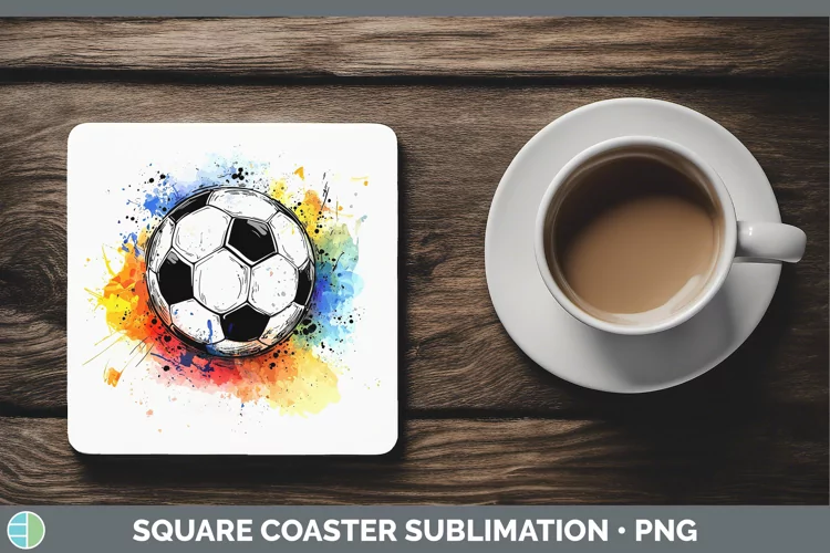 Watercolor Splash Toy Soccer Square Coaster Sublimation Coas