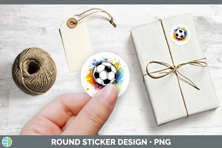 Watercolor Splash Toy Soccer Stickers | Round Labels Designs