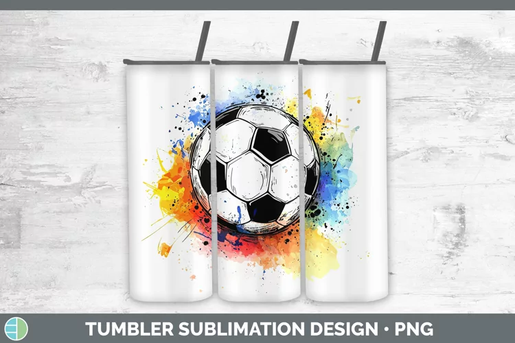 Watercolor Splash Toy Soccer Tumbler Sublimation 20 oz Skinn