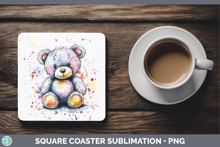 GorgeousWatercolor Splash Toy Square Coaster design.