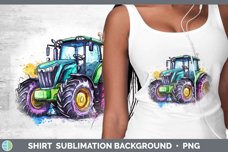 Watercolor Splash Toy Tractor Shirt Sublimation Sublimation