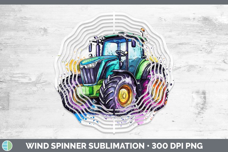 Watercolor Splash Toy Tractor Wind Spinner Sublimation Spinn