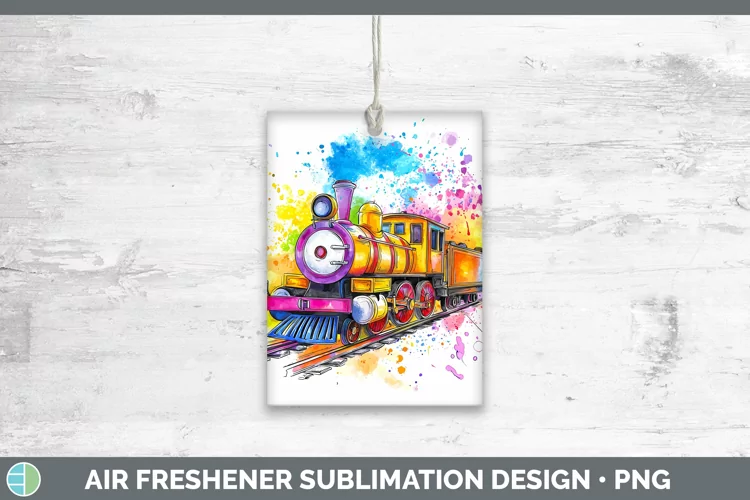 Watercolor Splash Toy Train Air Freshener Sublimation Car Fr