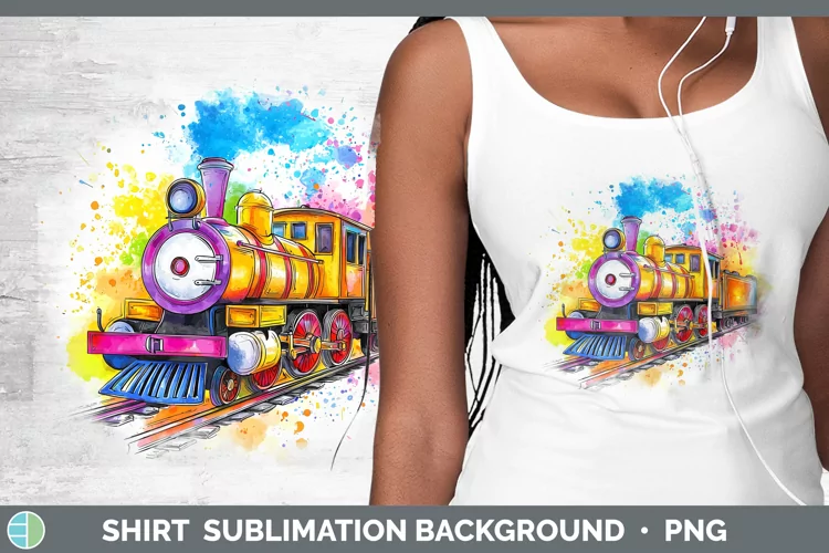 Watercolor Splash Toy Train Shirt Sublimation Sublimation Ba