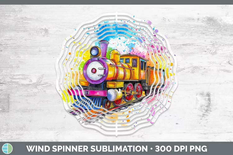 Watercolor Splash Toy Train Wind Spinner Sublimation Spinner