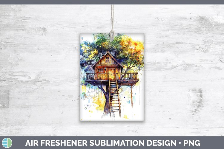 Watercolor Splash Toy Treehouse Air Freshener Sublimation Ca