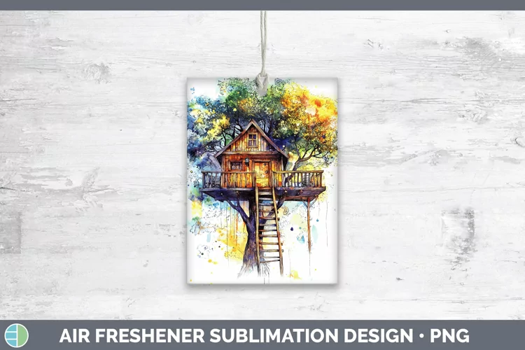 Watercolor Splash Toy Treehouse Air Freshener Sublimation Ca
