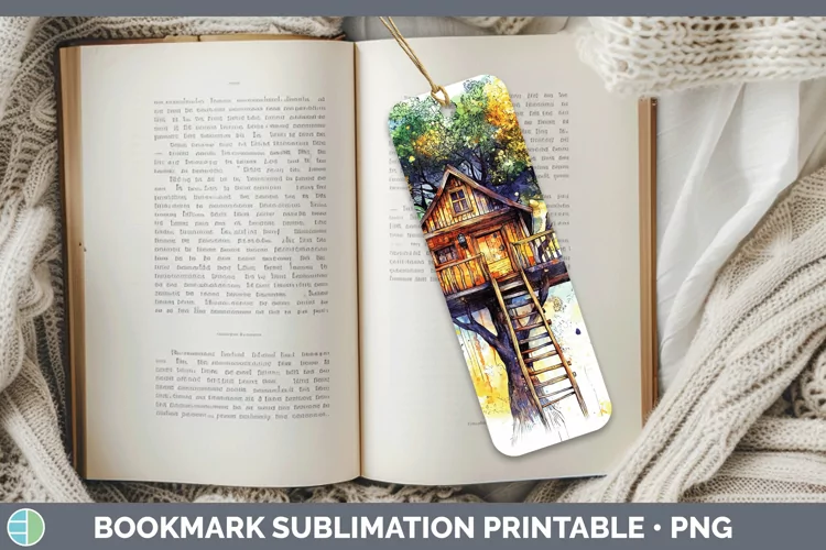 Watercolor Splash Toy Treehouse Bookmark Sublimation Printab