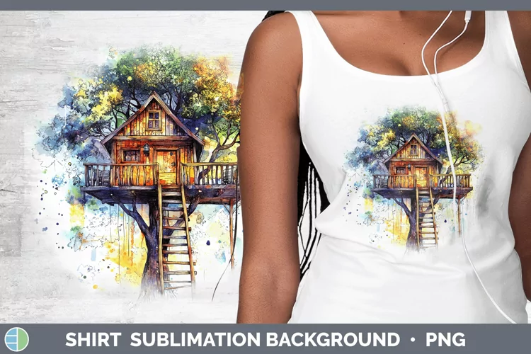 Watercolor Splash Toy Treehouse Shirt Sublimation Sublimatio