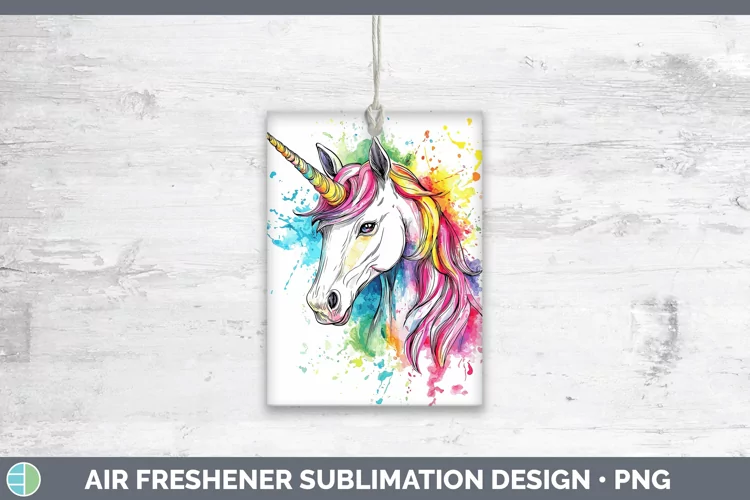 Watercolor Splash Toy Unicorn Air Freshener Sublimation Car