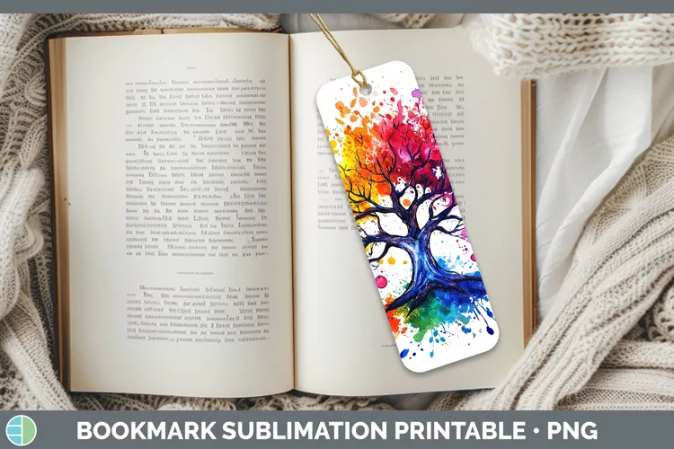 Watercolor Splash Tree of Life Bookmark Sublimation Printabl
