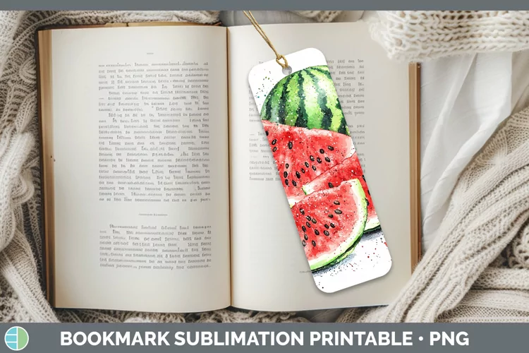 Watercolor Splash Watermelon Bookmark Sublimation Printable