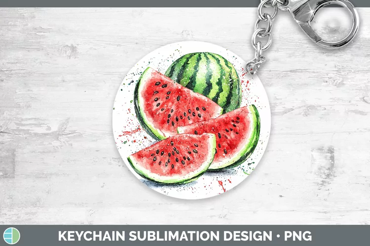 Watercolor Splash Watermelon Keychain Sublimation Keyring De