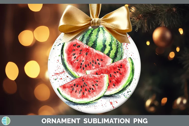 Watercolor Splash Watermelon Ornament Sublimation Bauble Des
