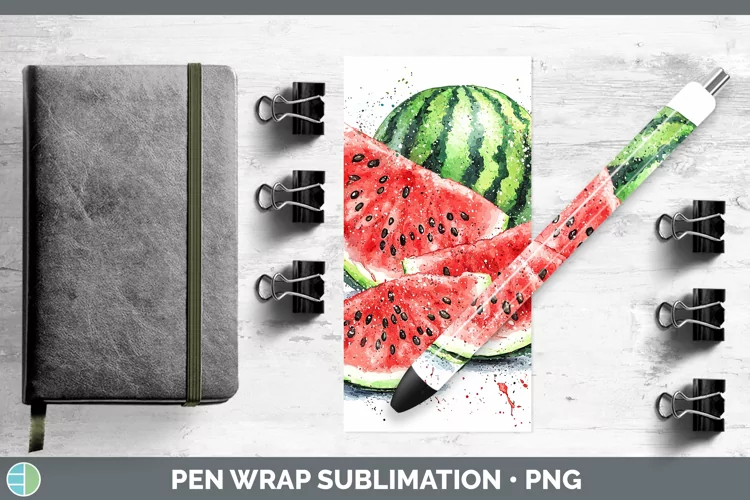 Watercolor Splash Watermelon Pen Wrap Sublimation Pen Design