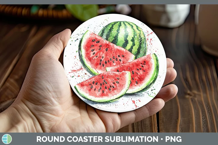 Watercolor Splash Watermelon Round Coaster Sublimation Coast