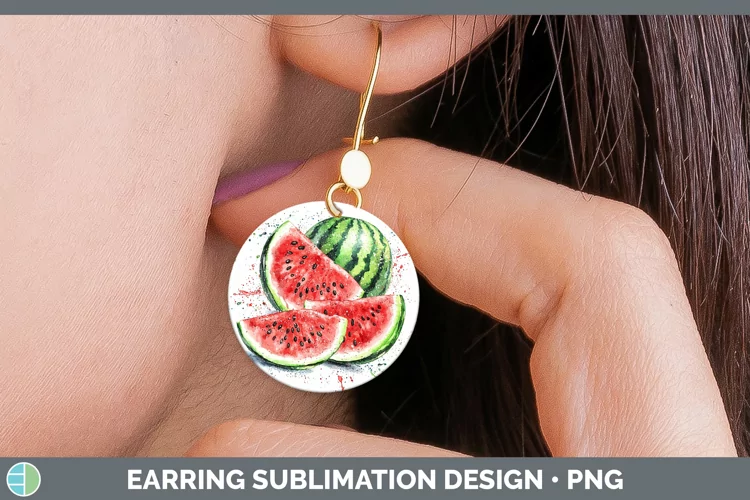 Watercolor Splash Watermelon Round Earrings Sublimation Earr