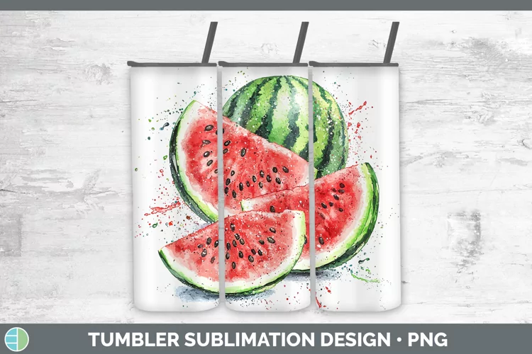 Watercolor Splash Watermelon Tumbler Sublimation 20 oz Skinn