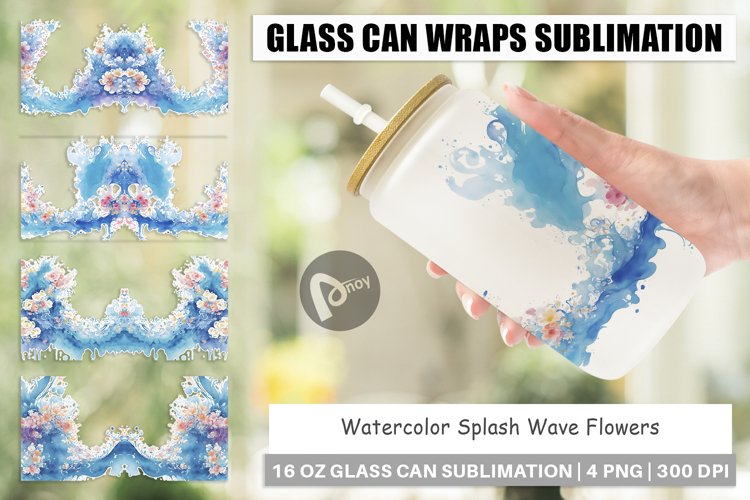 Glass Can Wraps Watercolor Splash Wave