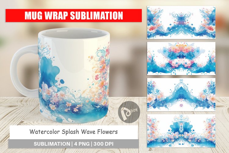 Mug sublimation design Watercolor Splash Wave