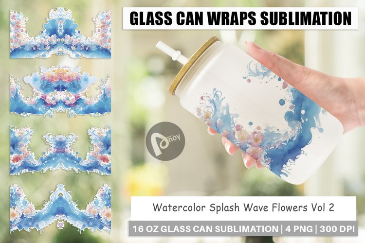Glass Can Wraps Watercolor Splash Wave
