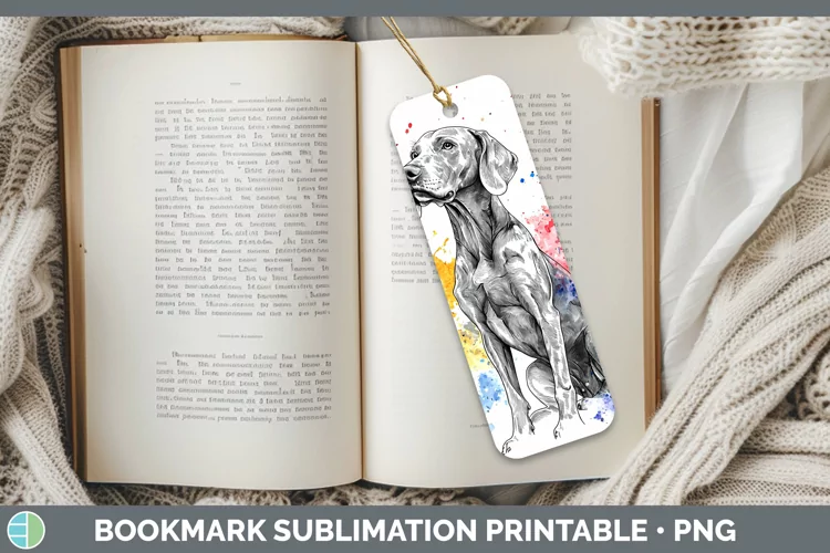 Watercolor Splash Weimaraner Bookmark Sublimation Printable