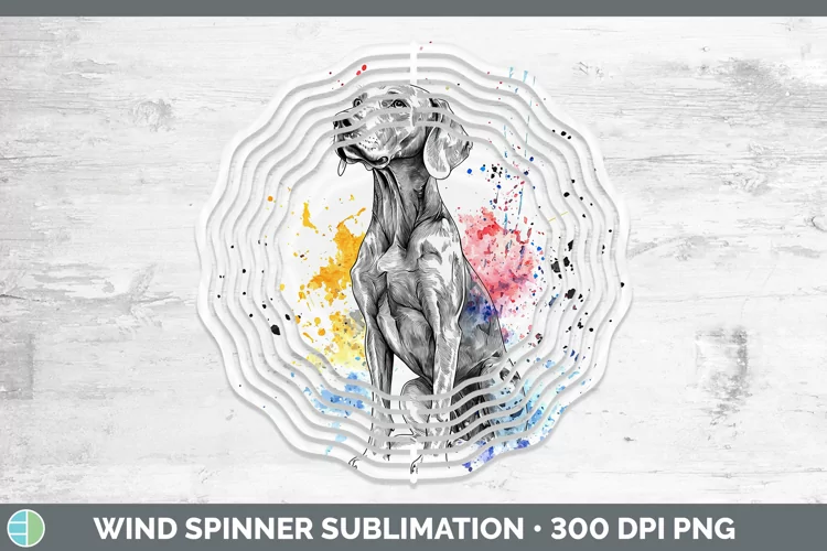 Watercolor Splash Weimaraner Wind Spinner Sublimation Spinne