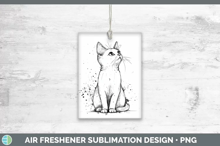 Watercolor Splash White Cat Air Freshener Sublimation Car Fr