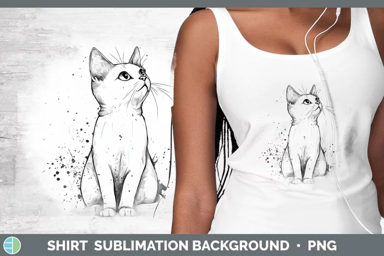 Watercolor Splash White Cat Shirt Sublimation Sublimation Ba
