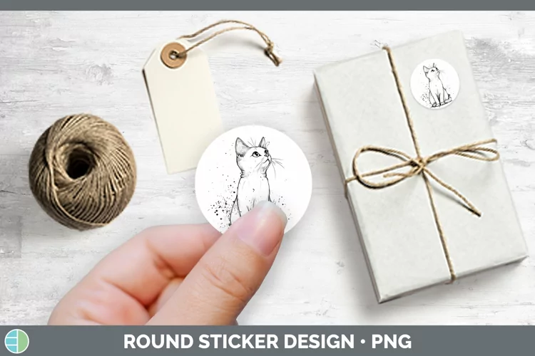 Watercolor Splash White Cat Stickers | Round Labels Designs
