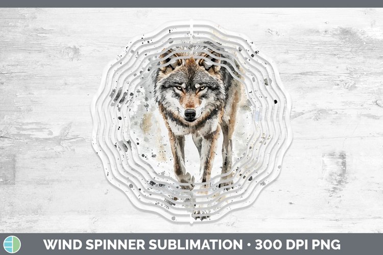 Watercolor Splash Wolf Wind Spinner Sublimation Spinner Desi