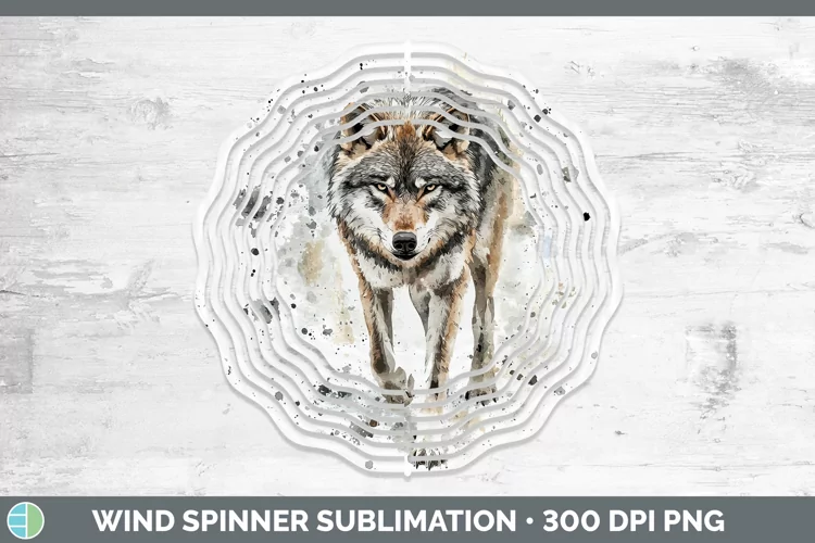 Watercolor Splash Wolf Wind Spinner Sublimation Spinner Desi