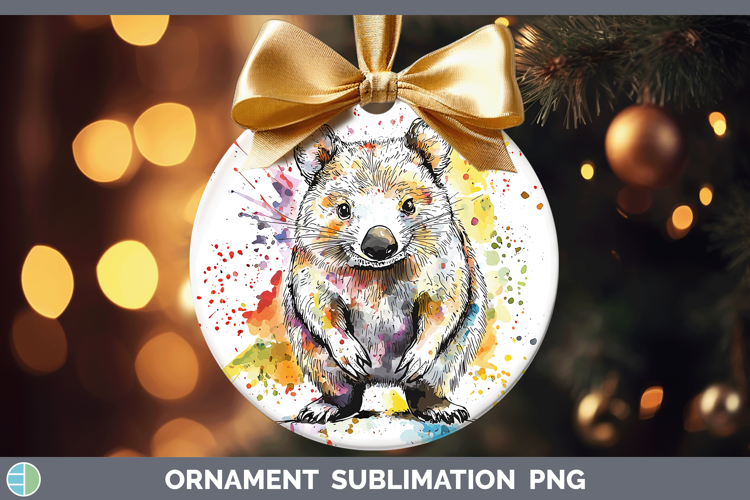Watercolor Splash Wombat Ornament Sublimation Bauble Designs