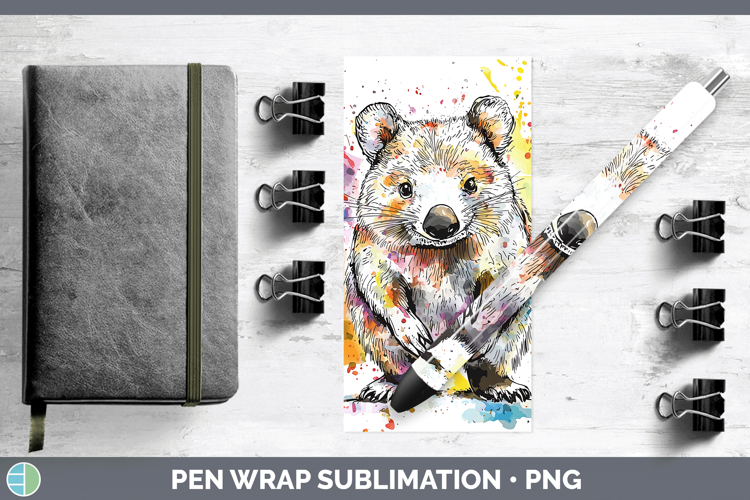 Watercolor Splash Wombat Pen Wrap Sublimation Pen Designs