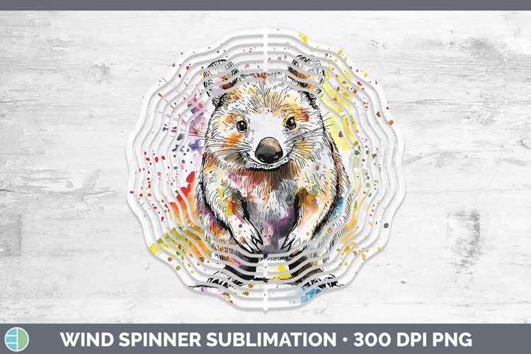 Watercolor Splash Wombat Wind Spinner Sublimation Spinner De