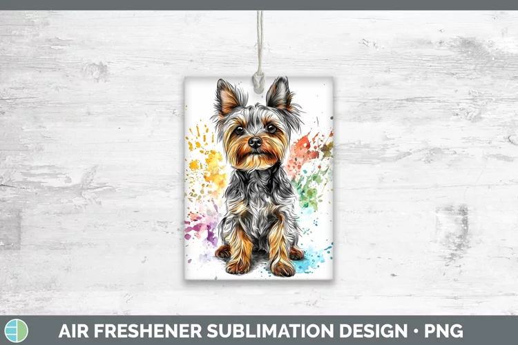 Watercolor Splash Yorkshire Terrier Air Freshener Sublimatio