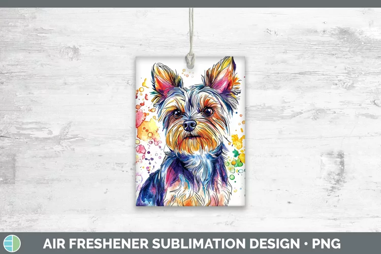 Watercolor Splash Yorkshire Terrier Air Freshener Sublimatio