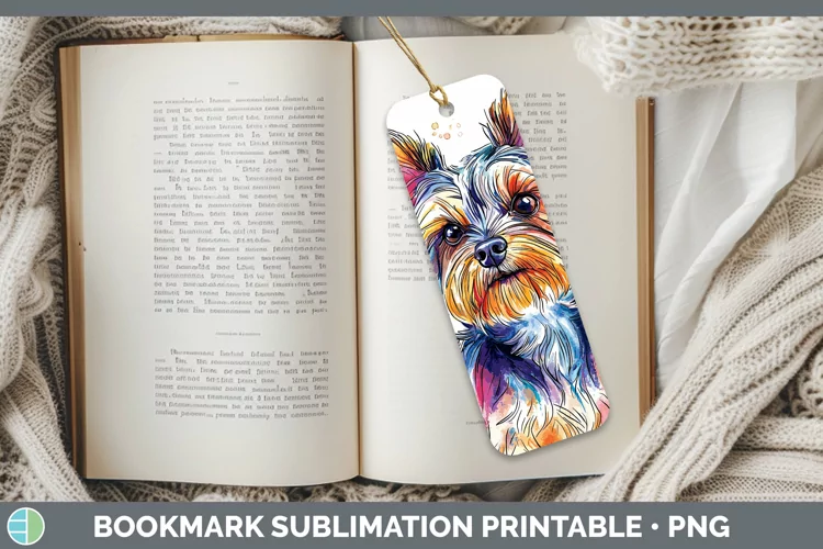 Watercolor Splash Yorkshire Terrier Bookmark Sublimation Pri
