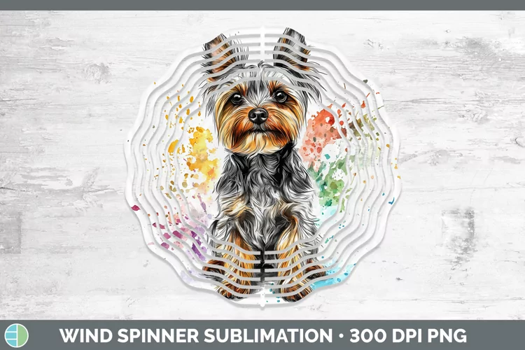 Watercolor Splash Yorkshire Terrier Wind Spinner Sublimation