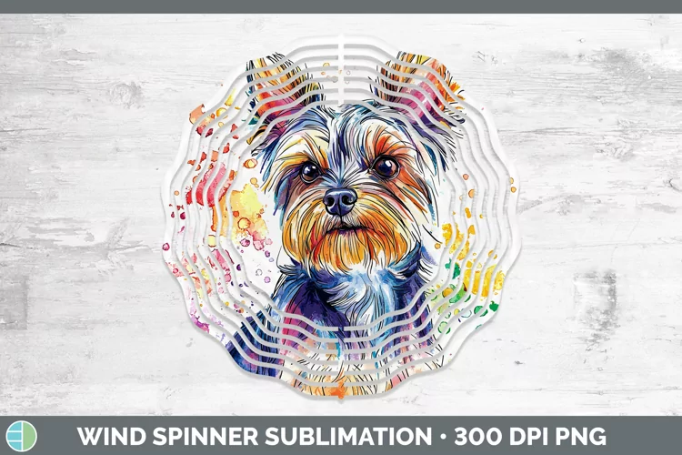 Watercolor Splash Yorkshire Terrier Wind Spinner Sublimation