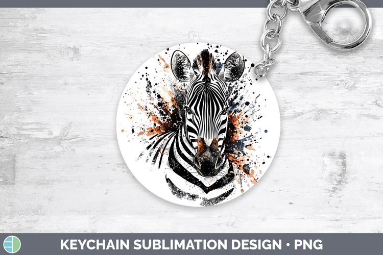 Watercolor Splash Zebra Keychain Sublimation Keyring Designs