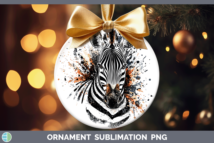Watercolor Splash Zebra Ornament Sublimation Bauble Designs