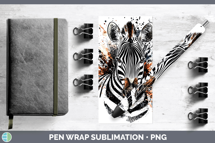 Watercolor Splash Zebra Pen Wrap Sublimation Pen Designs
