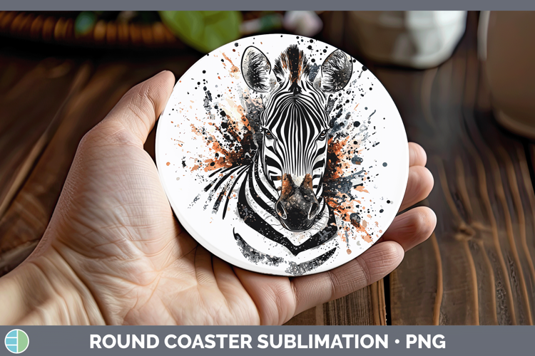 Watercolor Splash Zebra Round Coaster Sublimation Coaster De