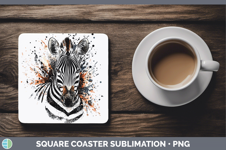 Watercolor Splash Zebra Square Coaster Sublimation Coaster D