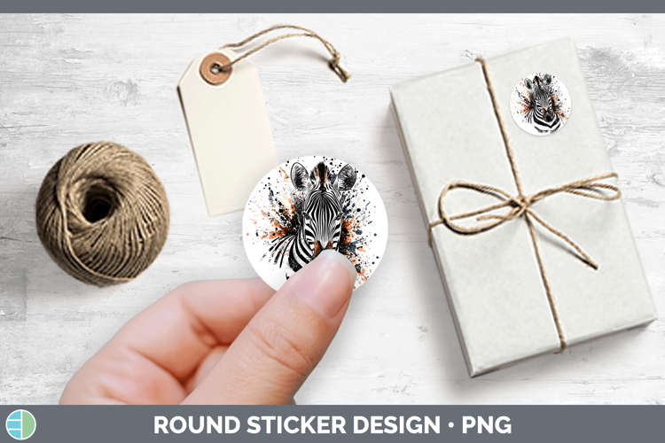 Watercolor Splash Zebra Stickers | Round Labels Designs