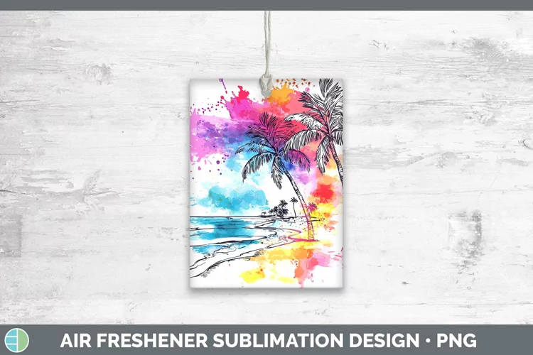 Watercolor Splatter Beach Air Freshener Sublimation Car Fres
