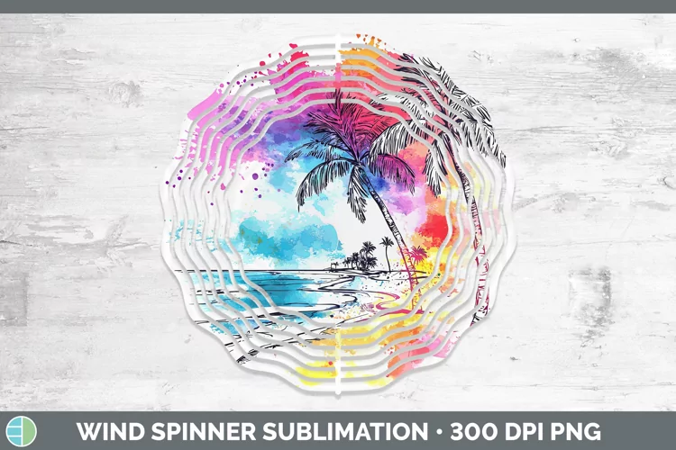 Watercolor Splatter Beach Wind Spinner Sublimation Spinner D