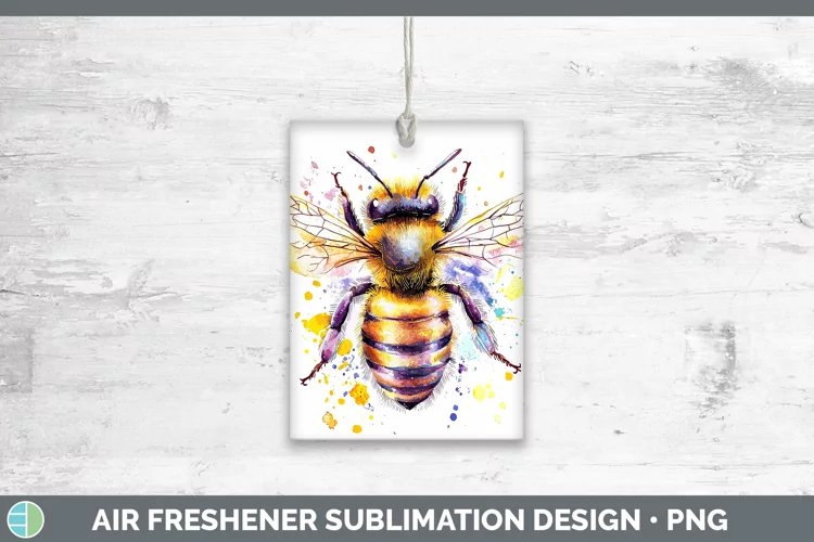Watercolor Splatter Bee Air Freshener Sublimation Car Freshe