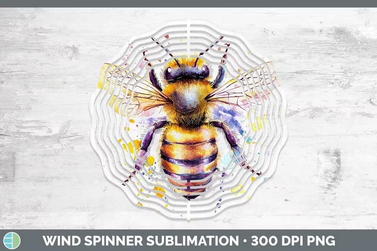 Watercolor Splatter Bee Wind Spinner Sublimation Spinner Des